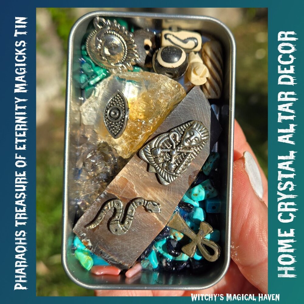 Pharaoh’s Treasure of Eternity Magicks Crystal Tin Home Decor